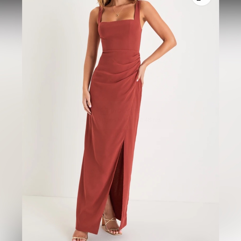 Glamorous Disposition Rust Ruched Maxi Dress
Lulus
Brand new, never worn